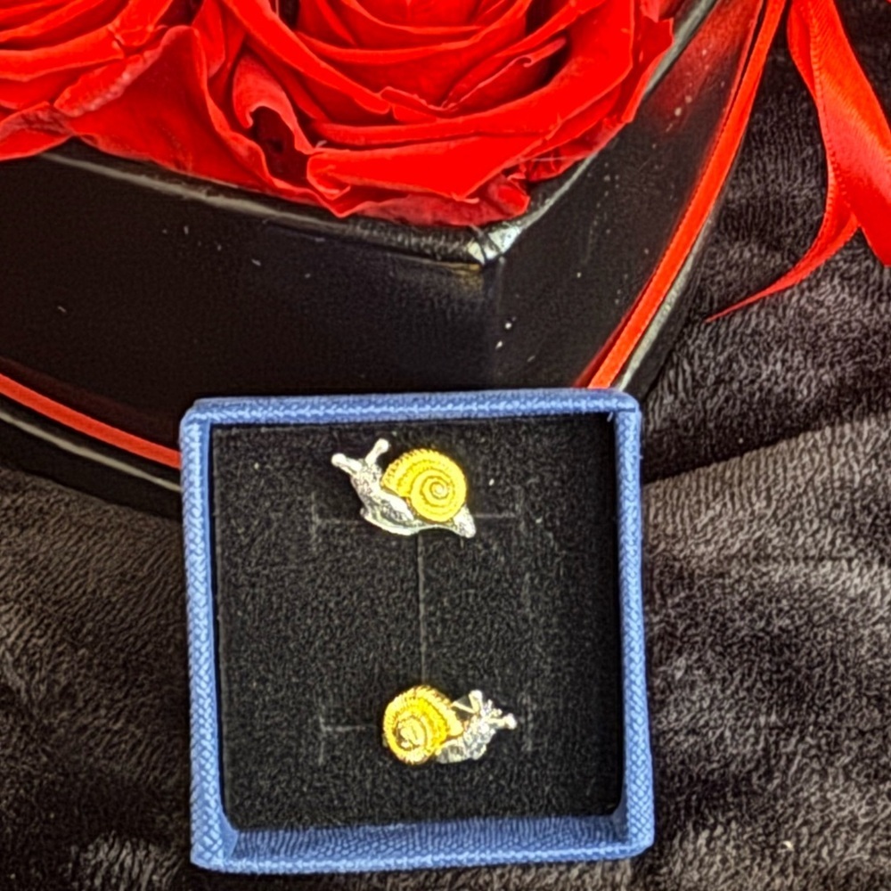 Silver and Gold Snail Earrings